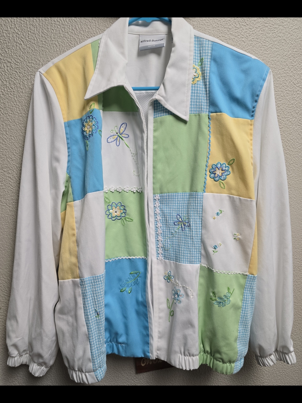 Alfred Dunner Pastel Patchwork Floral Zip Jacket